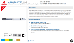 OEM, Inserto Roscado de Alambre STI, Sin Residuos, M2 0.4 STI D3 2.5P Fondo Modificado, Recubrimiento VI VC-10, Macho de Roscar A-XPF STI - Product Image 2