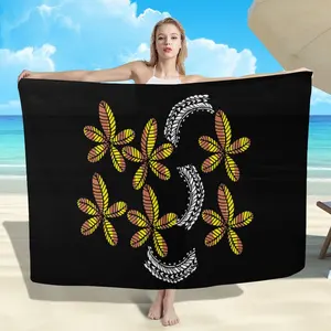 2022 New Design Custom Hawaiian Floral Sarong Skirts Polyester Chiffon Pareo Beachwear Polynesian Tribal Print Lavalava Scarf