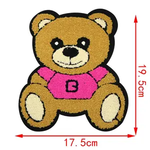 Custom Design Hot Sale Bear Towel Embroidery patch Chenille applique patches puff patches for hoodies, hats, shoes, bags DIY