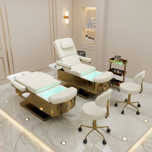 KISEN Lit de lavage capillaire électrique relevable avec massage, pour thérapie thaïlandaise, traitement du cuir chevelu, spa capillaire et shampoing, avec cuvette pour les pieds - Product Image 1