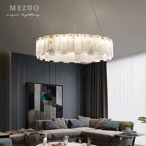 Sıcak satış kapalı oturma odası Alabaster kaya kolye ışık dekorasyonu restoran otel lobisinde Modern özel Led avize