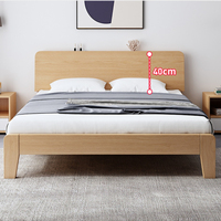 Meubles de chambre à coucher de style japonais en gros couleur bois solide cadre de lit Queen Size en bois massif