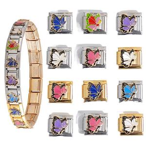 Butterfly Modular Bracelet Stainless Steel Gold Silver Unisex Jewelry Accessory - Product Image 1