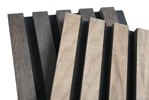 Panel acústico MDF moderno de alta calidad, listones de chapa de madera reciclables 3D para estudio, sala de estar, diseño de pared de Hotel, diseño de modelo 3D - Product Image 3