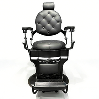 Fauteuil de Barbier Noir de Luxe Personnalisé en Gros avec Dossier Inclinable Ergonomique – Équipement de Salon pour Coiffure