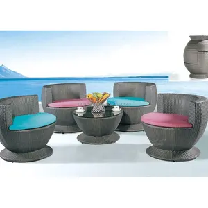 Компактный круглый барный стол из ротанга и штабелируемые стулья, оптовая продажа садовой мебели, уличный патио