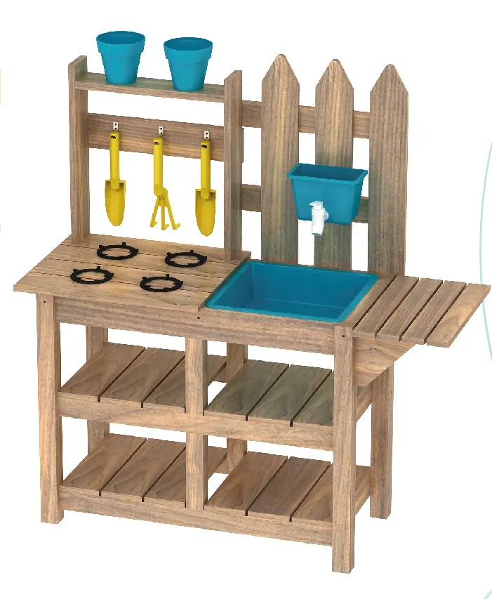 New Design pretend toy Outdoor Play Toys Mud Color Box Durable Wooden Wood Kitchen for Kids