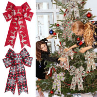 Décorations de Noël en polyester, bonhomme de neige, renne, nœud fait main, décorations suspendues pour arbre de Noël, 32 cm
