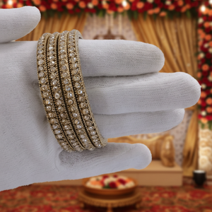 Luxury Gold Plated Bangles Set Indian Bridal Wedding Anniversary <b>Gift</b> Party Wear for Women - Product Image 3