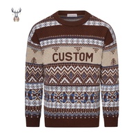 Pull-over homme en coton biologique personnalisé Nanteng, tissu épais, style vintage, tricot jacquard, col rond, manches longues