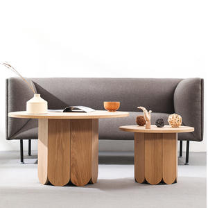 Mesa de centro pequeña de estilo nórdico, mesa auxiliar redonda de madera para sofá, sala de estar, mesa de té pequeña de color natural - Product Image 4