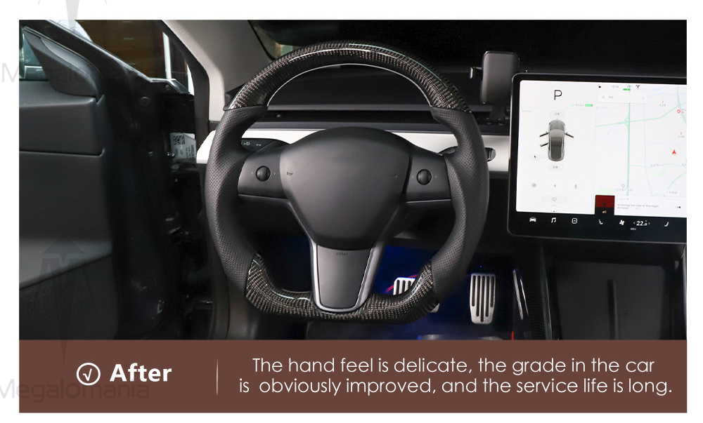 Full Leather Yok-e Steering Wheel For Tesla Model-3 Y X S 2017 2018 2019 2020 2021 2022 Custom Leather