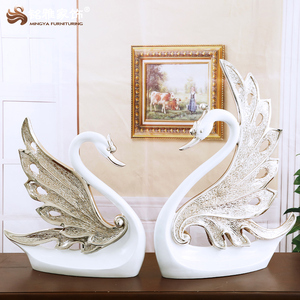 Vakantie Viering Home Decor Ambachtelijke Custom Hars Ornament Lieve Paar Zwaan Sculptuur Standbeeld