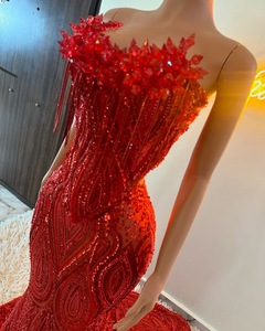 Customized Sparkle Mermaid Sweetheart <strong>Red</strong> <strong>Sequin</strong> with Beads Long Prom Dresses Formal Gown - Product Image 2
