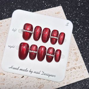 Nouveau produit lancé, <span class=keywords><strong>ongles</strong></span> à presser décoratifs en argent gravé irrégulièrement effet œil de chat, faits à la main, pour une tenue longue durée - Product Image 4