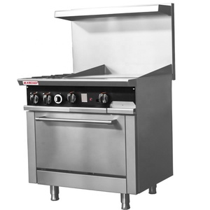 טווח גז מקצועי 4 תנור מבער ו-24 "העליון גריסה שטוחה עם 2 תנור - Product Image 2