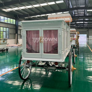 Carruaje Fúnebre Eléctrico Vintage Blanco con Cortinas Rosas y Ventanas, para Transporte Conmemorativo - Product Image 6