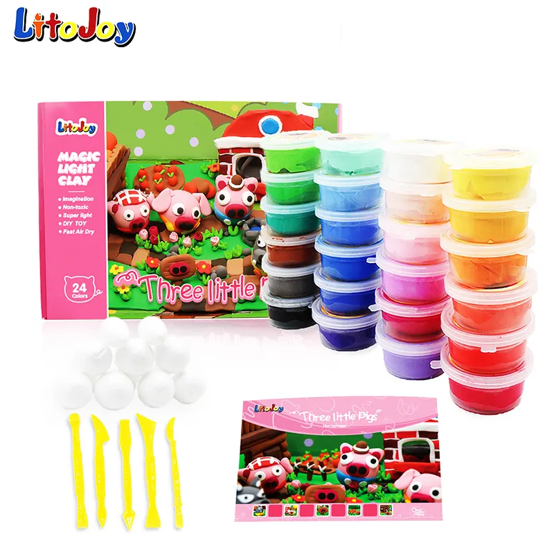 LitoJoy 24 colors light clay story box - 3 little pigs