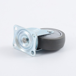 Lightweight Single Axle TPR Caster Grey Firm Rubber Fixed Wheel Furniture Casters 50 83 95mm Installation Height - Product Image 2