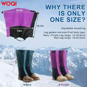 Guêtres de jambe Woqi, taille unique, réglables avec cordon de serrage, pour le ski, la randonnée, l'alpinisme, les sports de neige, protection respirante en nylon pour les mollets - Product Image 1
