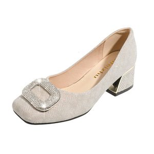 Temperament Fairy tacón grueso zapatos de seguimiento medio para mujer 2025 nuevos zapatos de noche de primavera y otoño zapatos de mujer grandes - Product Image 6