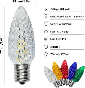 Ampoule LED C9 de qualité supérieure pour extérieur, de qualité commerciale, bleue, facettée, de remplacement, pour Noël, en polycarbonate - Product Image 6