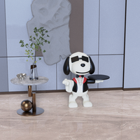 Vente en gros Statue de serveur animal en résine Figurine de serveur chien servant majordome pour restaurant et décoration de la maison