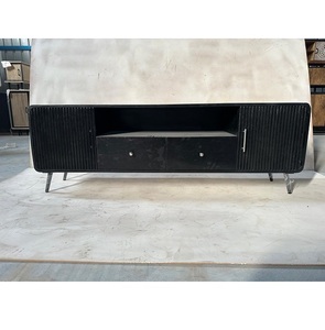 Elegante armario de almacenamiento de madera maciza para sala de estar con estantes ajustables y manijas de latón antiguo estilo clásico de granja - Product Image 1