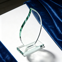 Trophée en verre cristallin transparent en forme de flamme, idéal pour les récompenses scolaires, vente en gros à prix abordable