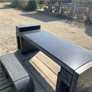 Bàn đá Granite đen tự nhiên và ghế băng ghế dự bị cho ngoài trời Tùy Chỉnh chất lượng tốt vườn đá bảng và dài băng ghế dự bị Thiết lập