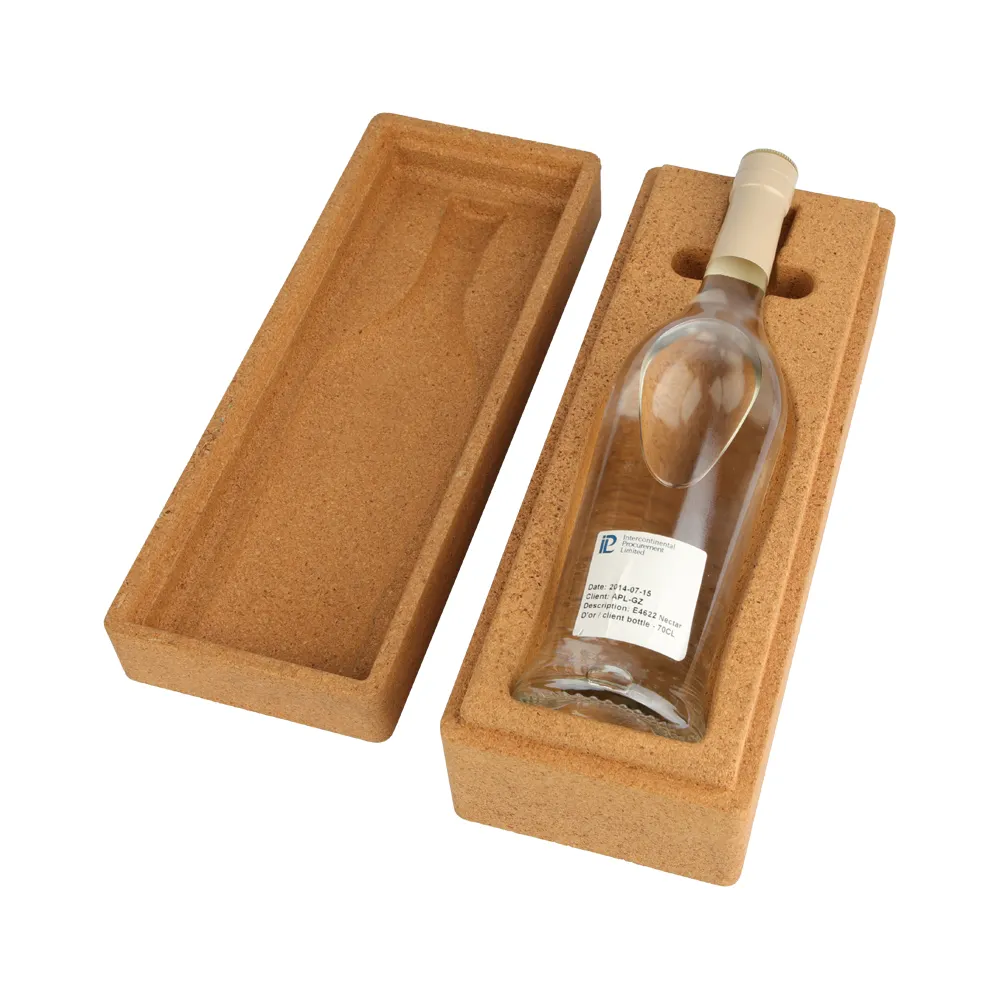 2022 Premium Cork Champagne Gift Box Molded Cork Wooden Wine Box In High Density With Laser Print On Surface