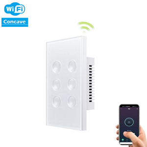 Nouveau produit de maison intelligente <span class=keywords><strong>Wifi</strong></span> 1 commutateur de groupe avec bouton tactile concave en verre neutre en option AU US 1/2/3/4/5/6 interrupteur Tuya à clé - Product Image 6
