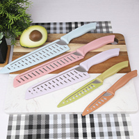 Ensemble de couteaux de cuisine multifonctionnels d'usine directe gaine de poignée en PP colorée coupe tranchante en acier inoxydable pour boîte-cadeau de Chefs