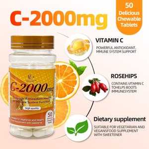 Vitamina C C-2000mg - Suplemento Antioxidante para el Sistema Inmunológico, Vegano y Apto para Vegetarianos, Píldoras de Vitamina C con Certificación GMP - Product Image 2