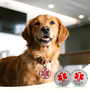 Custom Service Tier Haustier Tag Rot-Weiß Doppelseitige Metall führung Hunde platte Charm Halskette Medical Alert Symbol Clip Ring Halsband - Product Image 5