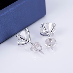Boucles d'oreilles élégantes en moissanite pour femmes Messi Jewelry MSE-501, quatre griffes, or blanc 18k 14k - Product Image 5