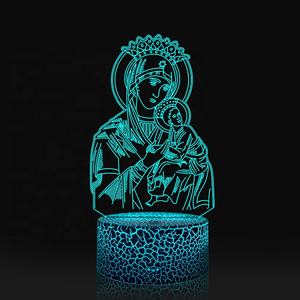 Lámpara de Noche Infantil con Sensor Táctil, Ilusión 3D de la Virgen María con Degradado de 7 Colores, Decoración para Dormitorio, Regalos de <span class=keywords><strong>Buena</strong></span> <span class=keywords><strong>Suerte</strong></span> - Product Image 5