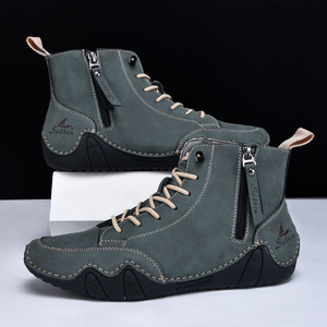 Nouvelles Bottes Décontractées pour Hommes 2026, Conçues à la Main, en <span class=keywords><strong>Cuir</strong></span> PU, Respirantes, Grande Taille 48, pour l'Automne - Product Image 2