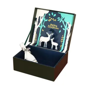 पर्यावरण Boîte Cadeau नोएल अजी गुणवत्ता प्रीमियम प्रसिद्ध लक्जरी विशेष फैंसी आश्चर्य 3D पॉप अप तह क्रिसमस उपहार बॉक्स पैकेजिंग