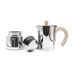 <span class=keywords><strong>Cafetera</strong></span> <span class=keywords><strong>Italiana</strong></span> de Acero Inoxidable de Alta <span class=keywords><strong>Calidad</strong></span> Personalizada de 6 Tazas con Perilla y Mango de Color Madera Suave para Cocina de Inducción y Estufa de Gas - Product Image 2