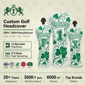 Patterned Embroidered Golf Driver Wood Headcover Custom Logo PU Leather Spring Summer Design OEM Factory Wholesale - Product Image 1