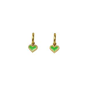 Pendientes Colgantes de Moda con Colgante de Corazón Verde, Chapados en Oro PVD, Acero Inoxidable 316L, Joyería Sostenible y Resistente - Product Image 1