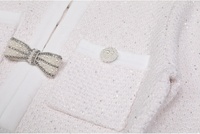 AIMEISI Nouveau Style Perlé Élégant à Manches Longues Tops Tricots Mini Jupes Ensemble pour Femmes Deux Pièces Jupe Ensemble