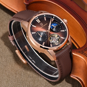นาฬิกา PAGANI DESIGN YS021 รุ่นใหม่ ระบบตูร์บิญอง กลไกจักรกล กระจกแซฟไฟร์ สายหนังคลาสสิก นาฬิกาข้อมือผู้ชาย ขนาด 20 มม.  หน้าปัดแบบเข็ม  กันน้ำ 100 เมตร - Product Image 5