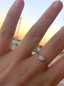 925 Minimalist Style Zircon <b>Open</b> Silver/Gold Chain <b>Ring</b> for Fashion Women - Product Image 6