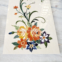 Médaillon de marbre Waterjet à motifs floraux de fabrication Gulf Arabia, carrelage de sol incrusté pour projets de palais royaux, villas, halls et Majlis