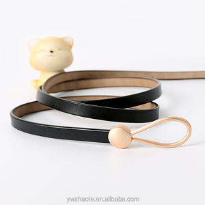 Cinturón de Cadena de Cuero Vacuno Delgado y Sencillo para <span class=keywords><strong>Mujer</strong></span> con Hebilla de Aleación de Nudo Libre para Traje o Vestido Decorativo - Product Image 3