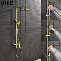 Colonne de douche apparente Oire de luxe en laiton massif, gris anthracite, ensemble de robinetterie de douche à trois fonctions au design épuré
