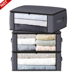 Paquete de 3 bolsas de almacenamiento plegables de PVC con cremallera para ventana, de 3 capas, de tela no tejida, para edredones y almohadas, para guardar ropa en el armario. - Product Image 1