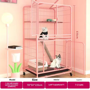 Villa para Gatos, Jaula de Lujo para Cría de Perros y Gatos, Jaula Grande de Madera y Alambre de Hierro para Interiores, Jaula de Exhibición con 3 Plataformas y Cierre Desplegable - Product Image 4